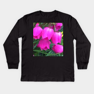 Petite Pink Bell Flowers Kids Long Sleeve T-Shirt